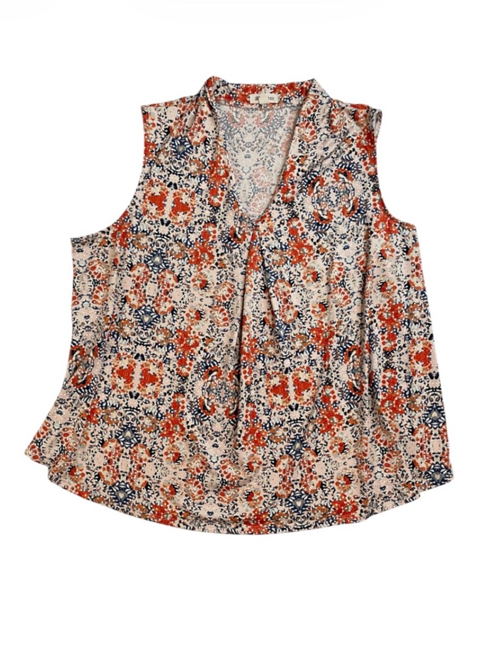 Sleeveless V-Neck Printed Blouse